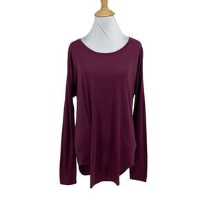 Lucy Shirt Womens M Medium Grape Stretch Long Sleeve Curved Hem Drop Shoulder